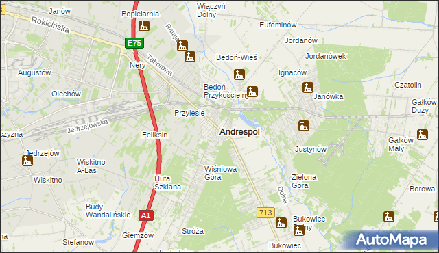 mapa Andrespol, Andrespol na mapie Targeo