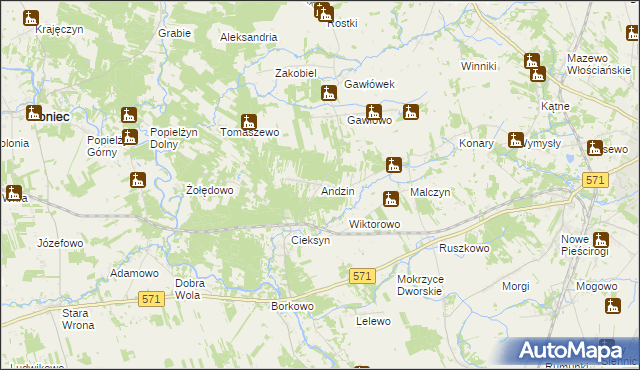 mapa Andzin, Andzin na mapie Targeo