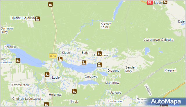 mapa Antoninów gmina Gostynin, Antoninów gmina Gostynin na mapie Targeo