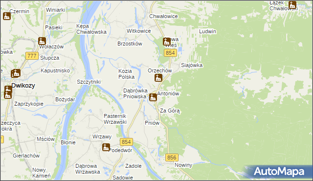 mapa Antoniów gmina Radomyśl nad Sanem, Antoniów gmina Radomyśl nad Sanem na mapie Targeo