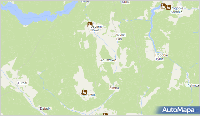 mapa Anuszewo, Anuszewo na mapie Targeo