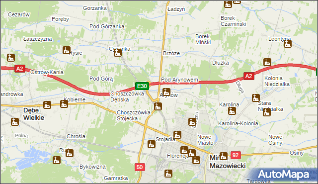 mapa Arynów, Arynów na mapie Targeo