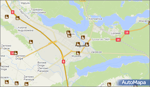 mapa Augustów, Augustów na mapie Targeo