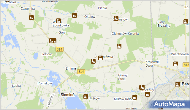 mapa Augustówka gmina Siemień, Augustówka gmina Siemień na mapie Targeo