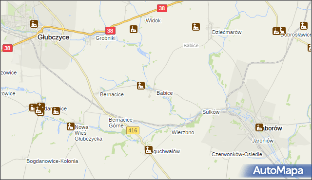 mapa Babice gmina Baborów, Babice gmina Baborów na mapie Targeo
