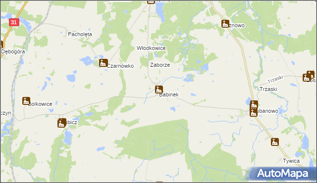 mapa Babinek gmina Banie, Babinek gmina Banie na mapie Targeo