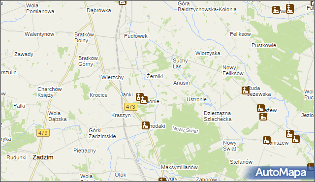 mapa Babiniec gmina Zadzim, Babiniec gmina Zadzim na mapie Targeo