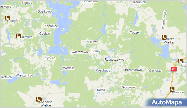 mapa Bagniewko gmina Biały Bór, Bagniewko gmina Biały Bór na mapie Targeo
