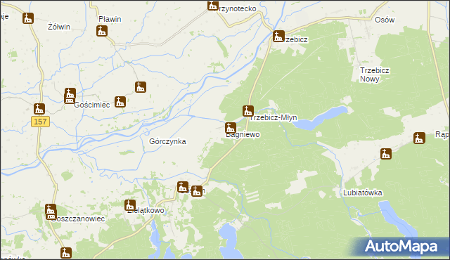 mapa Bagniewo gmina Drezdenko, Bagniewo gmina Drezdenko na mapie Targeo