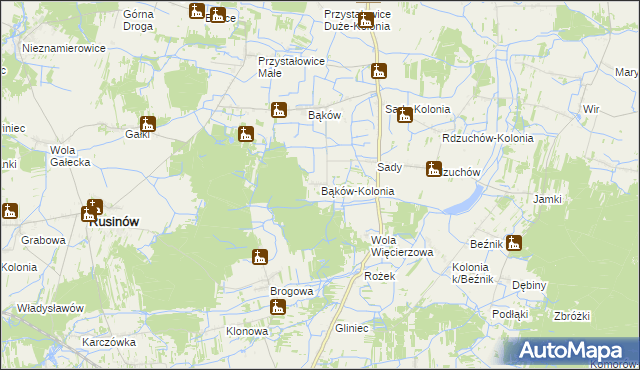 mapa Bąków-Kolonia, Bąków-Kolonia na mapie Targeo