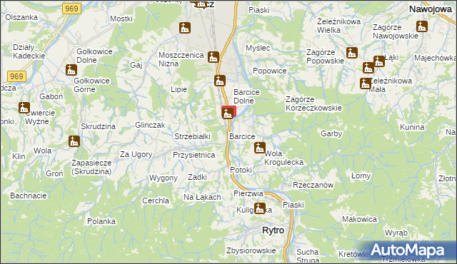 mapa Barcice gmina Stary Sącz, Barcice gmina Stary Sącz na mapie Targeo