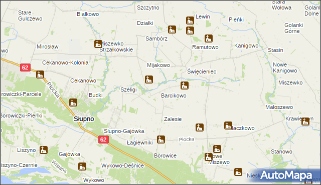 mapa Barcikowo gmina Słupno, Barcikowo gmina Słupno na mapie Targeo
