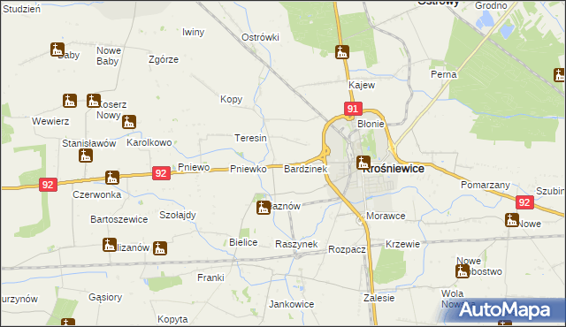 mapa Bardzinek, Bardzinek na mapie Targeo