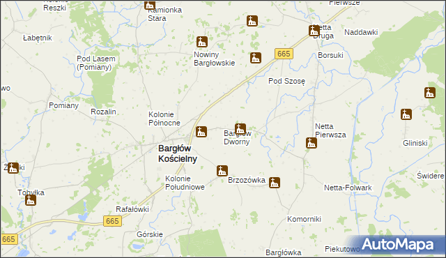 mapa Bargłów Dworny, Bargłów Dworny na mapie Targeo