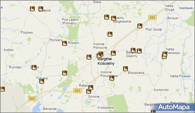 mapa Bargłów Kościelny, Bargłów Kościelny na mapie Targeo
