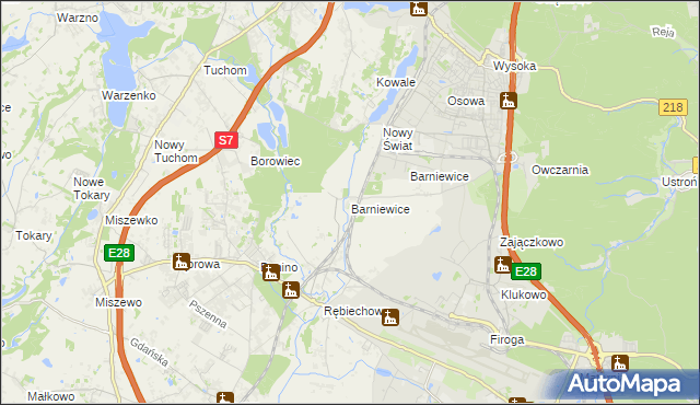 mapa Barniewice, Barniewice na mapie Targeo