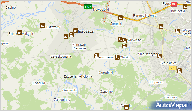 mapa Barszczewo gmina Choroszcz, Barszczewo gmina Choroszcz na mapie Targeo