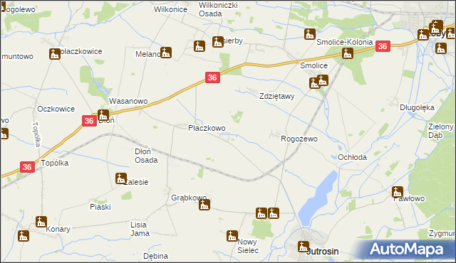 mapa Bartoszewice gmina Jutrosin, Bartoszewice gmina Jutrosin na mapie Targeo