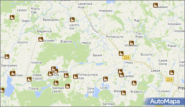 mapa Barwik, Barwik na mapie Targeo