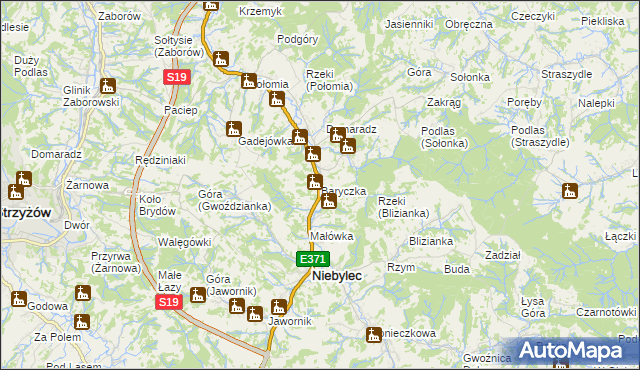 mapa Baryczka gmina Niebylec, Baryczka gmina Niebylec na mapie Targeo