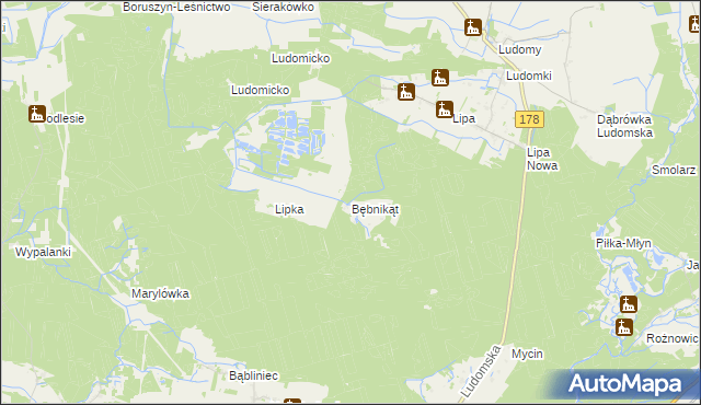 mapa Bębnikąt gmina Oborniki, Bębnikąt gmina Oborniki na mapie Targeo