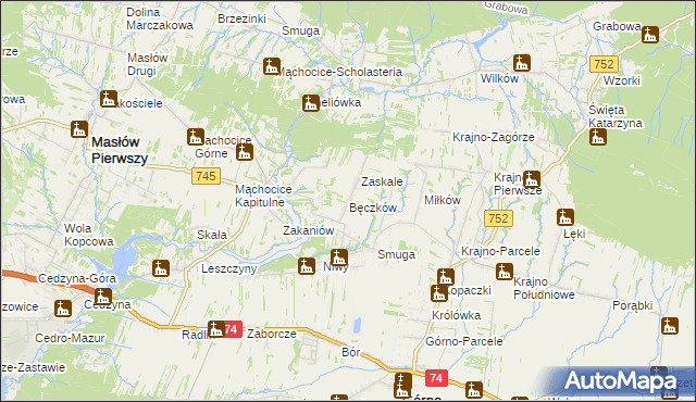 mapa Bęczków, Bęczków na mapie Targeo