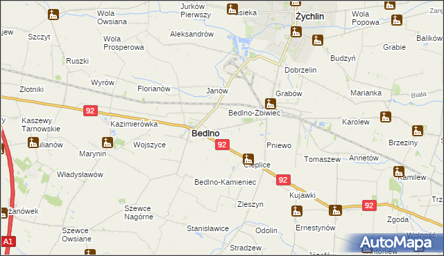 mapa Bedlno-Wieś, Bedlno-Wieś na mapie Targeo