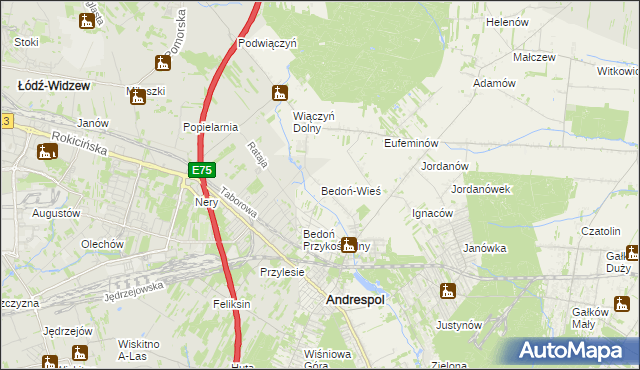 mapa Bedoń-Wieś, Bedoń-Wieś na mapie Targeo