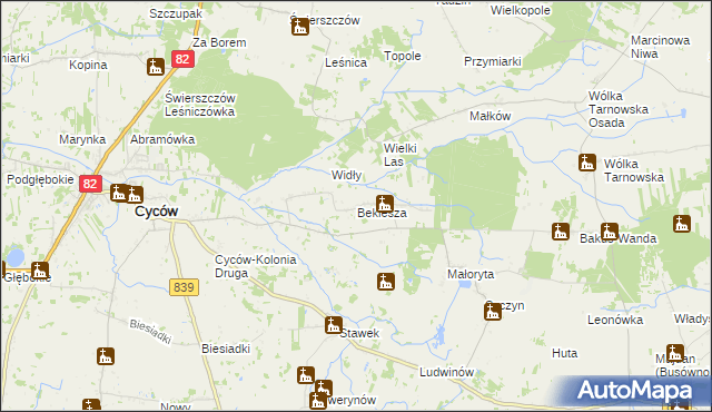 mapa Bekiesza, Bekiesza na mapie Targeo