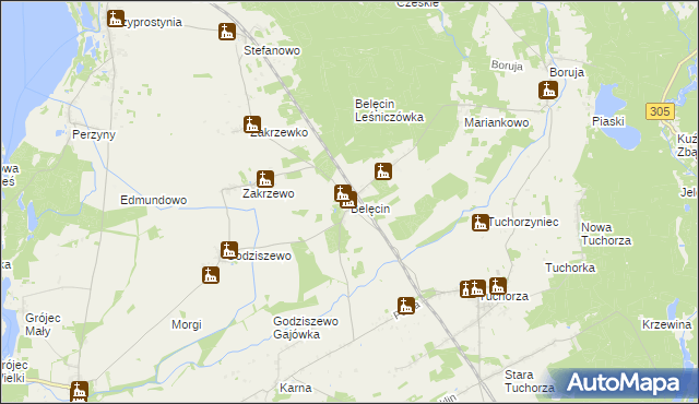 mapa Belęcin, Belęcin na mapie Targeo
