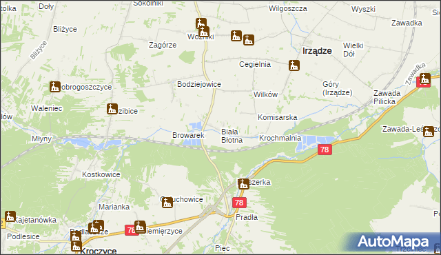 mapa Biała Błotna, Biała Błotna na mapie Targeo