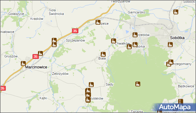 mapa Biała gmina Marcinowice, Biała gmina Marcinowice na mapie Targeo