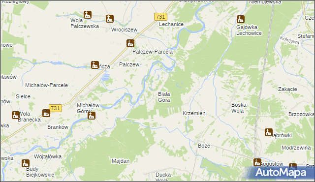 mapa Biała Góra gmina Stromiec, Biała Góra gmina Stromiec na mapie Targeo