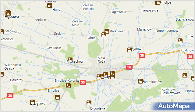 mapa Biała Róża gmina Kobylin, Biała Róża gmina Kobylin na mapie Targeo