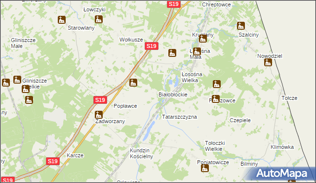mapa Białobłockie, Białobłockie na mapie Targeo
