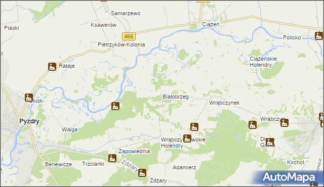 mapa Białobrzeg gmina Pyzdry, Białobrzeg gmina Pyzdry na mapie Targeo