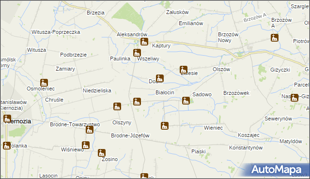 mapa Białocin gmina Iłów, Białocin gmina Iłów na mapie Targeo