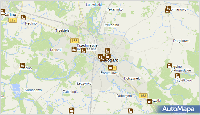 mapa Białogard, Białogard na mapie Targeo