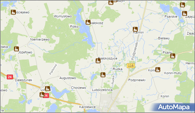 mapa Białokoszyce, Białokoszyce na mapie Targeo