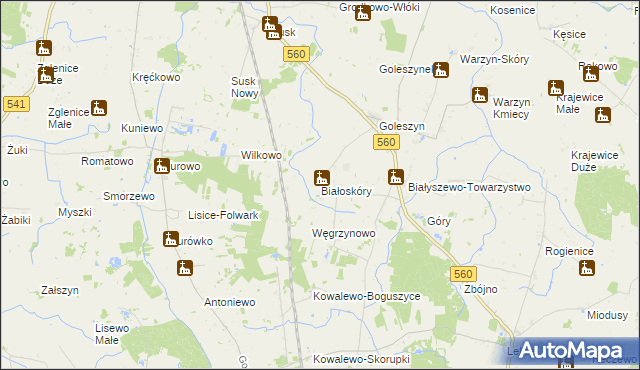 mapa Białoskóry gmina Sierpc, Białoskóry gmina Sierpc na mapie Targeo