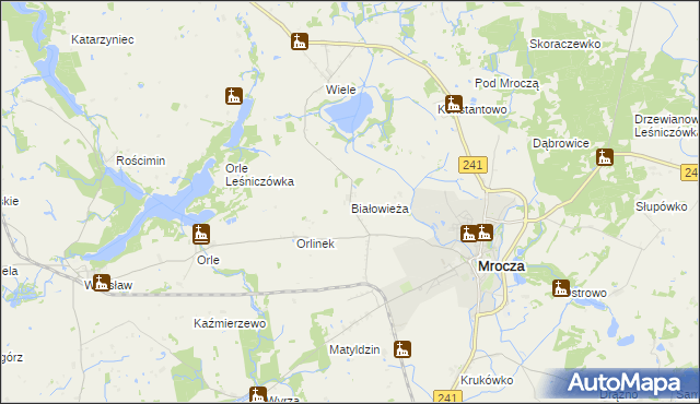 mapa Białowieża gmina Mrocza, Białowieża gmina Mrocza na mapie Targeo