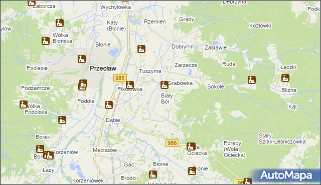 mapa Biały Bór gmina Przecław, Biały Bór gmina Przecław na mapie Targeo