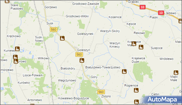mapa Białyszewo, Białyszewo na mapie Targeo
