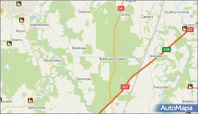 mapa Biedkowo-Osada, Biedkowo-Osada na mapie Targeo