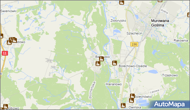 mapa Biedrusko, Biedrusko na mapie Targeo