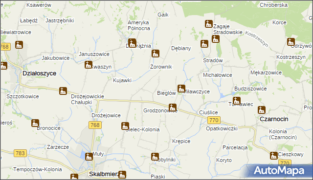 mapa Bieglów, Bieglów na mapie Targeo