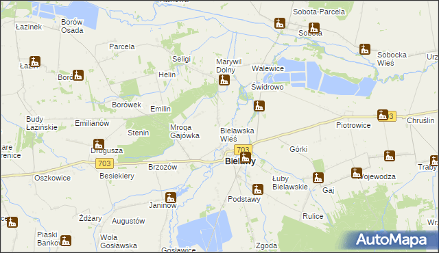 mapa Bielawska Wieś, Bielawska Wieś na mapie Targeo