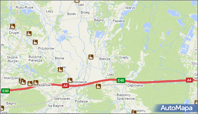 mapa Bielcza, Bielcza na mapie Targeo