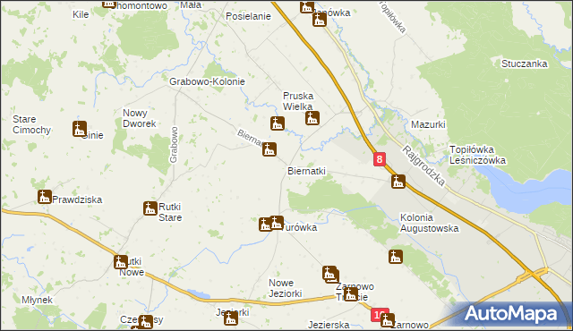 mapa Biernatki gmina Augustów, Biernatki gmina Augustów na mapie Targeo