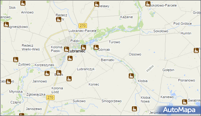 mapa Biernatki gmina Lubraniec, Biernatki gmina Lubraniec na mapie Targeo